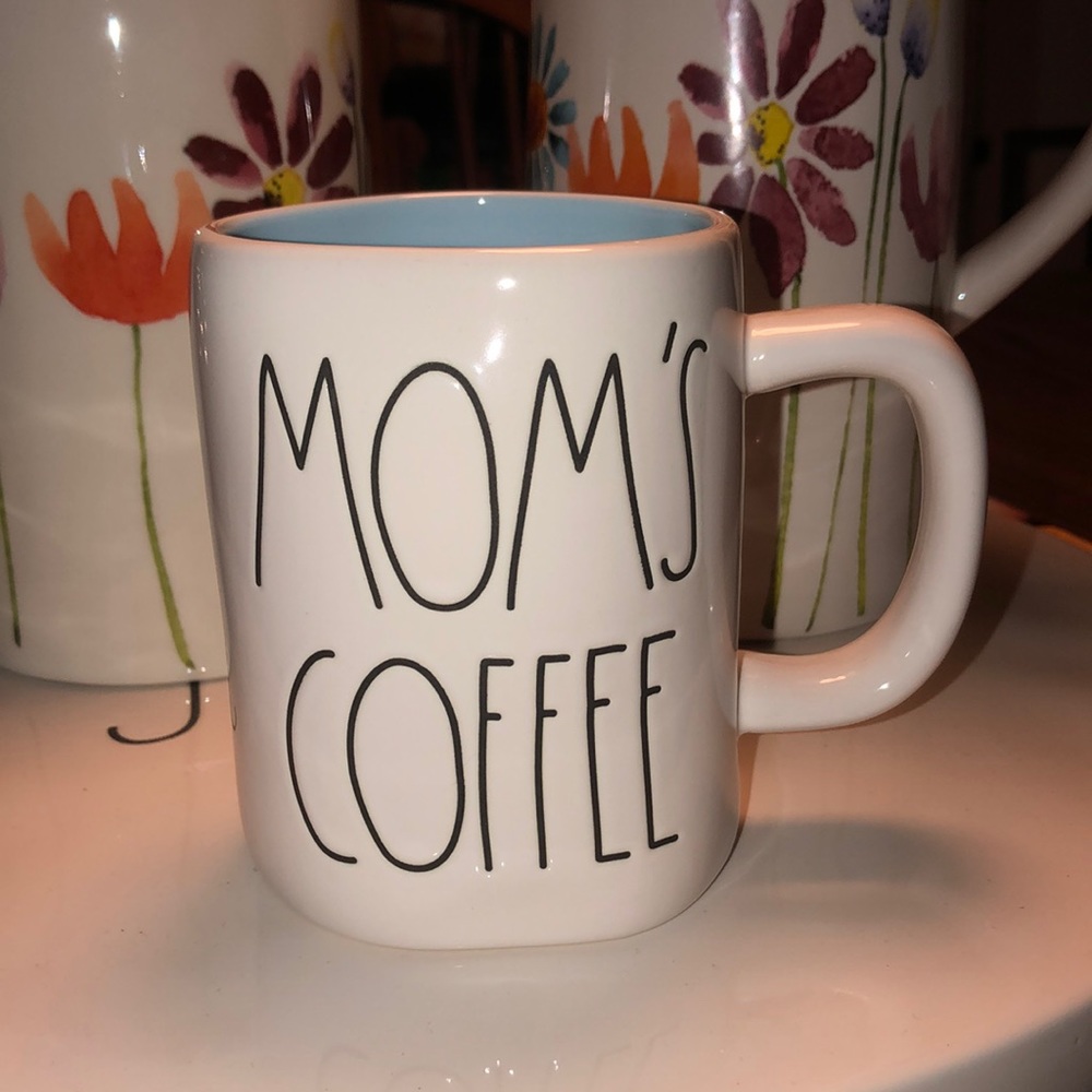 Rae Dunn MOM’S COFFEE Mug (White/Blue Interior)
